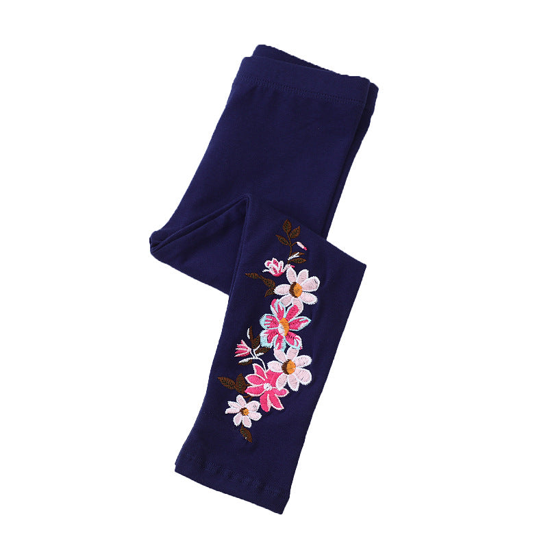 Mädchen Leggings mit floralem Stickdesign EB