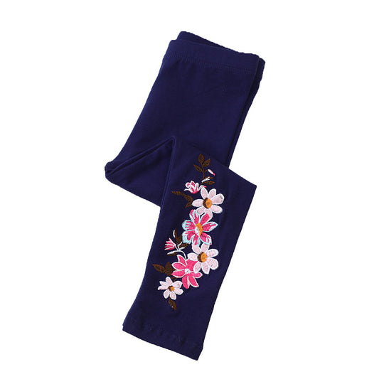 Mädchen Leggings mit floralem Stickdesign EB