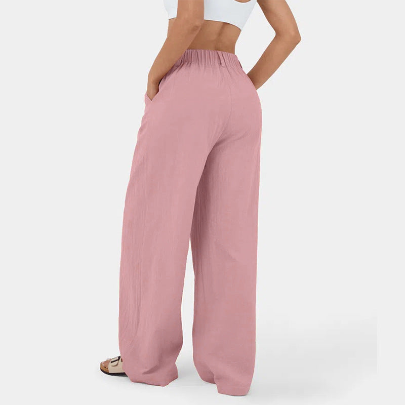 Damen Weite Chinohose mit elegantem Faltenwurf und seitlichen Taschen EB
