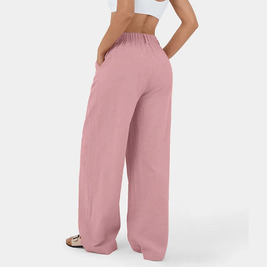 Damen Weite Chinohose mit elegantem Faltenwurf und seitlichen Taschen EB