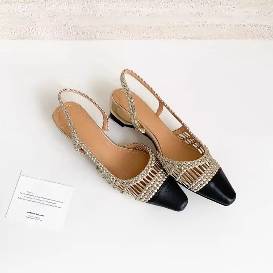 Damen Slingback-Pumps mit modischem Flecht-Design und elegantem Spitzenzeh EB