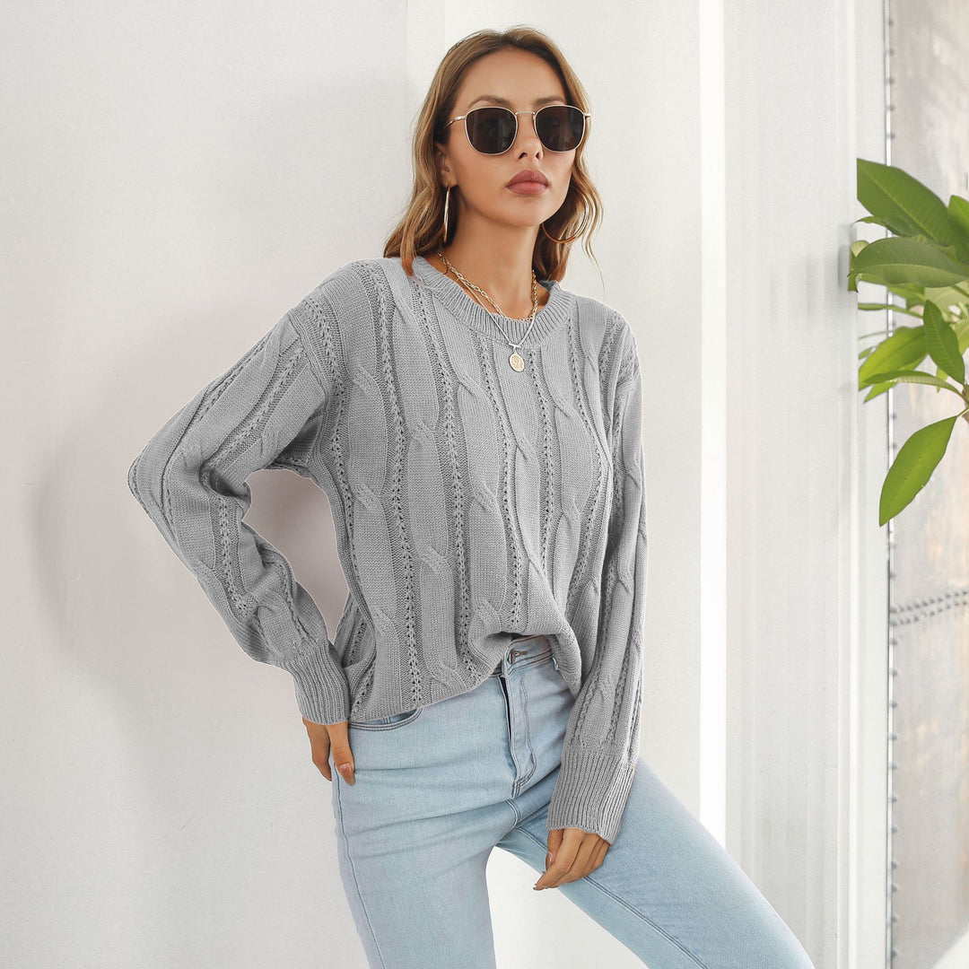 Damen Grobstrickpullover mit einzigartigem Zopfmuster und lässigem Schnitt EB