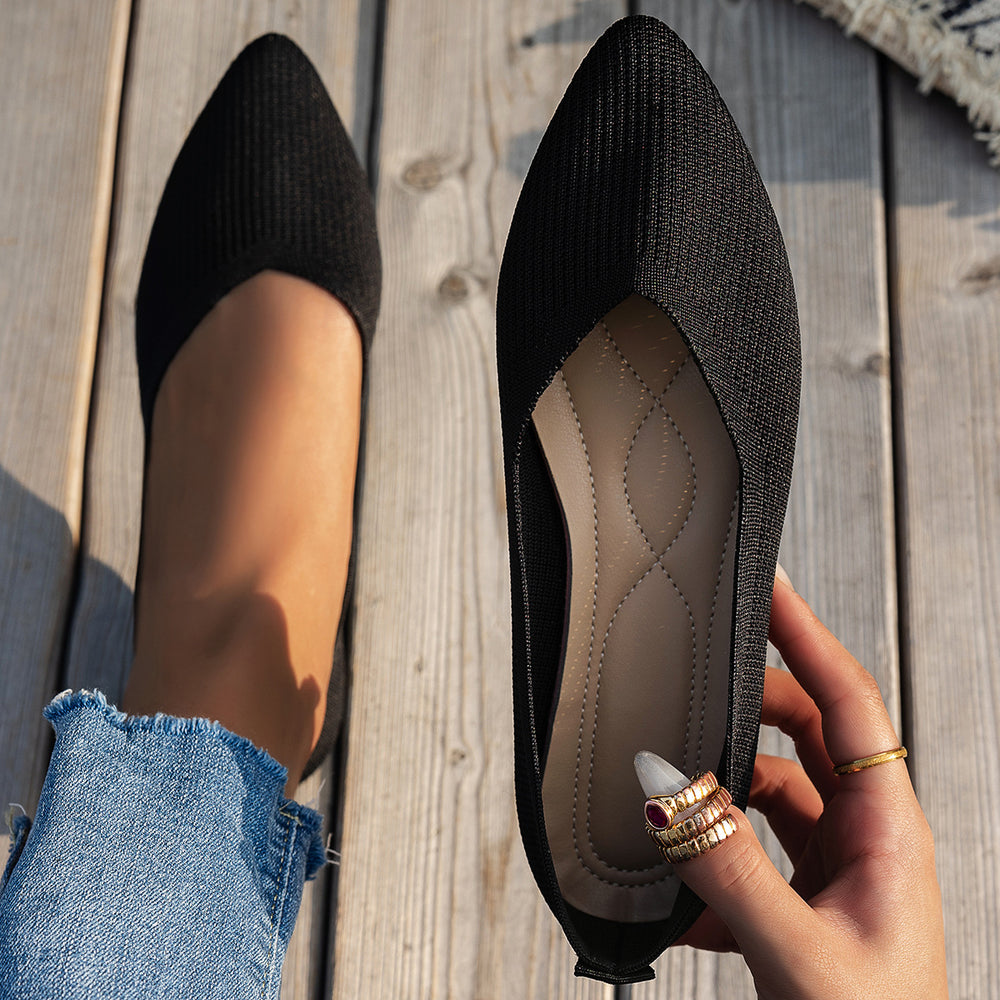 Damen Ballerinas mit kreativem Hahnentrittmuster und flexiblem Fußbett EB