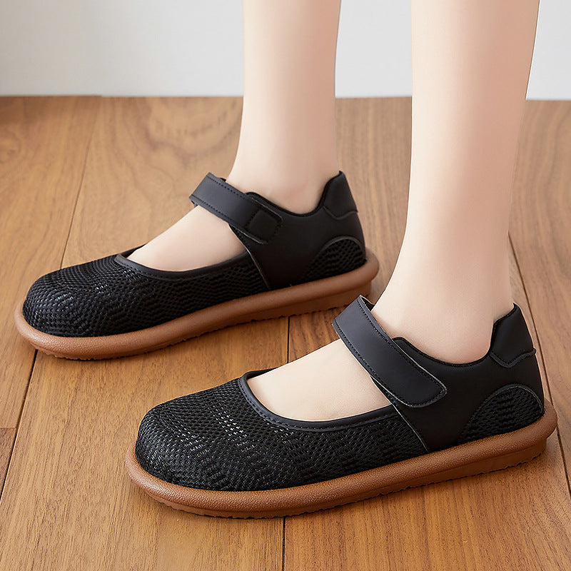 Damen Komfortable Ballerinas mit elastischem Klettverschluss EB