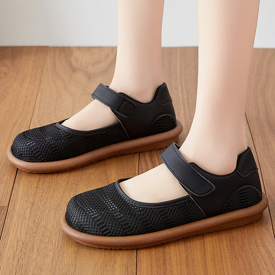 Damen Komfortable Ballerinas mit elastischem Klettverschluss EB