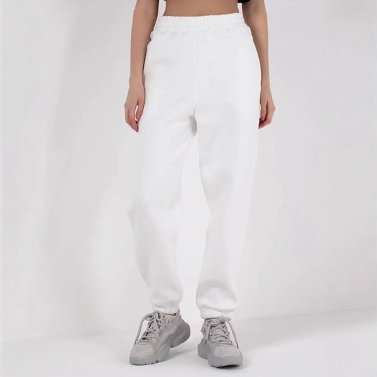 Damen nan gebürstete Relax-Jogginghose mit extra weitem Bein und elastischem Rippabschluss EB