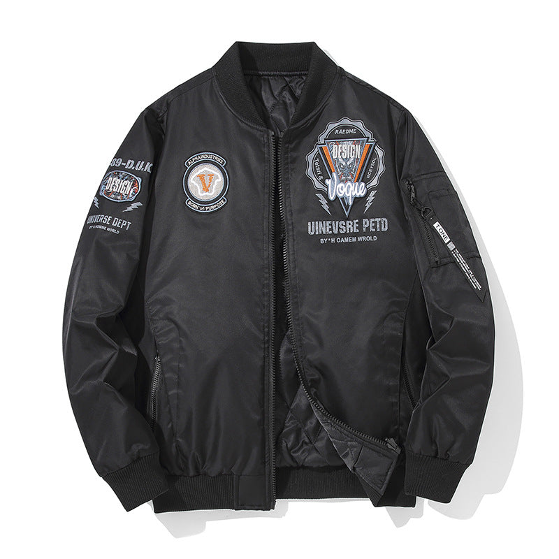 Men's  urban patched utility zip-up bomber with sleeve pen pocket EB