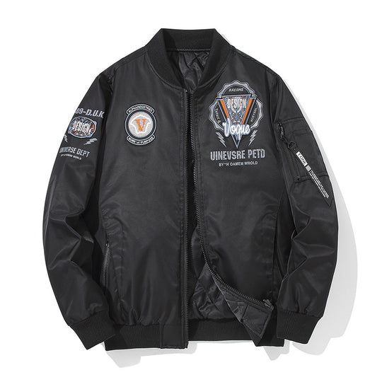 Men's  urban patched utility zip-up bomber with sleeve pen pocket EB