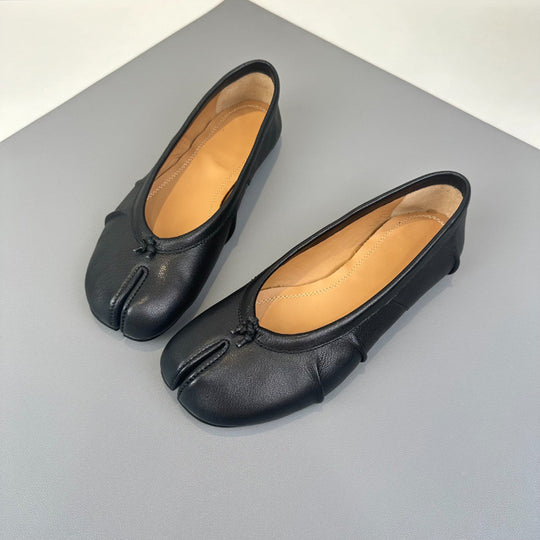 Damen Mokassin Balletschuhe mit einzigartiger Zehenform und glänzender Oberfläche EB