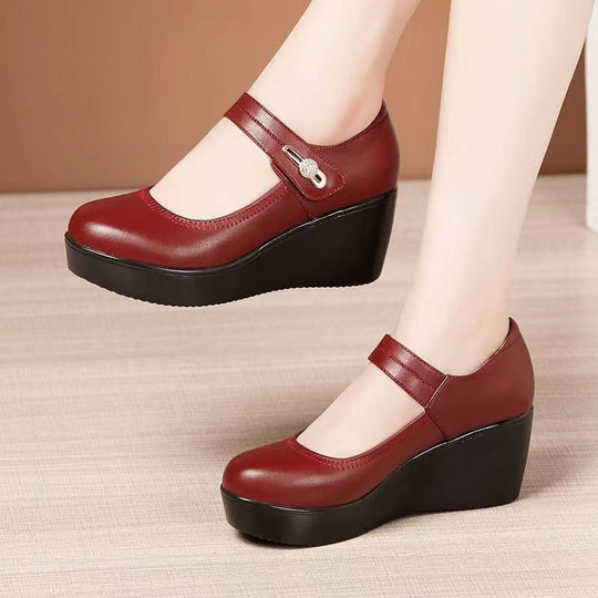 Damen Elegante Plateauschuhe mit modischem Riemen und luxuriösem Absatz EB
