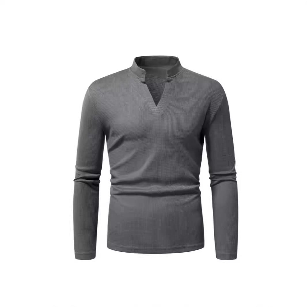 Herren Langarmshirt mit modernem Stehkragen und strukturiertem Design EB