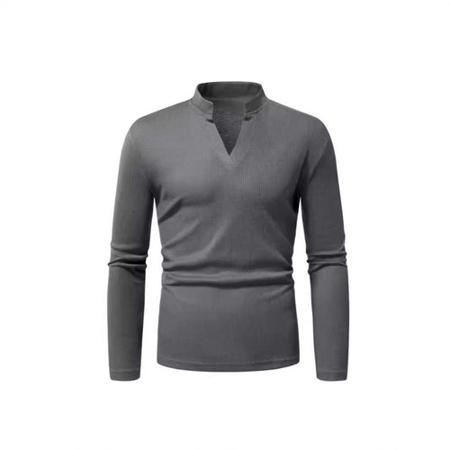 Herren Langarmshirt mit modernem Stehkragen und strukturiertem Design EB