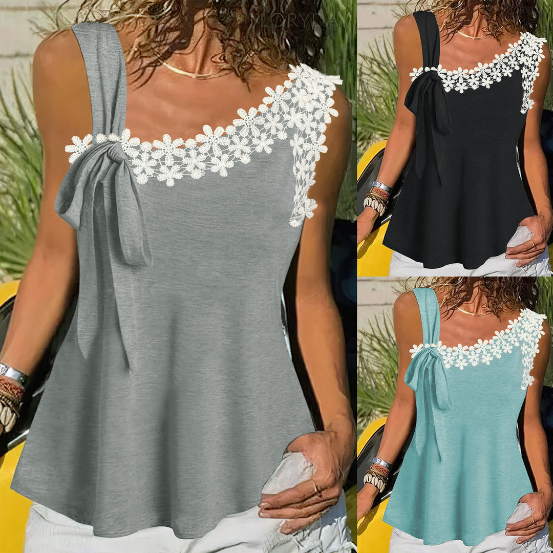 Damen Sommerliche Bluse mit verspieltem Spitze-Overlay EB