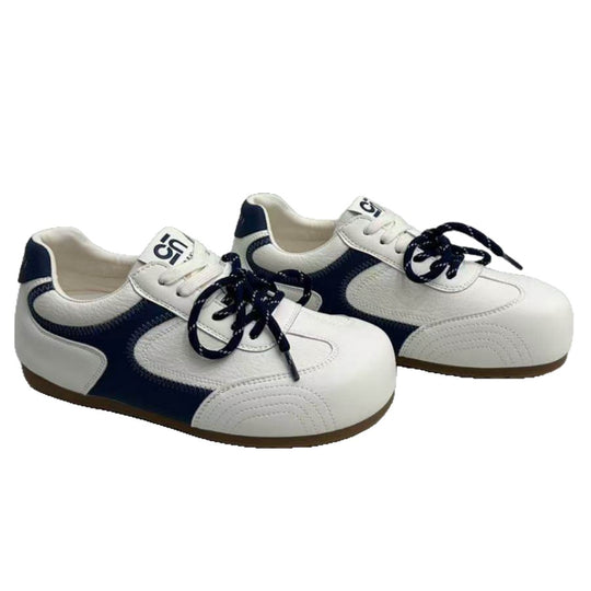 Damen Sportliche Sneakers mit modischer Lederverarbeitung und rutschfester Sohle EB