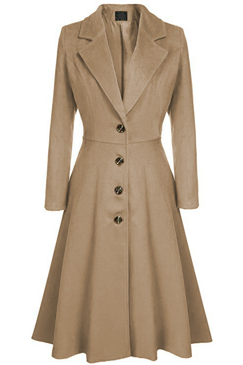 Damen eleganter Trenchcoat mit strukturiertem Fleece und kunstvollen Knopfdetails EB