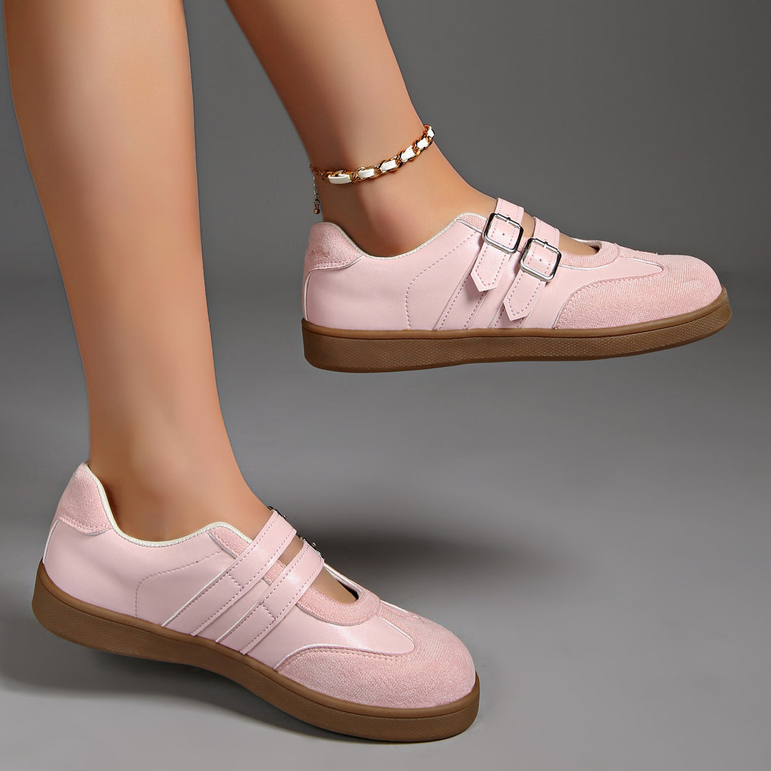 Damen  Retro-inspirierte Mary-Jane-Sneaker mit doppeltem Schnallenriemen und ergonomischer Gummisohle EB