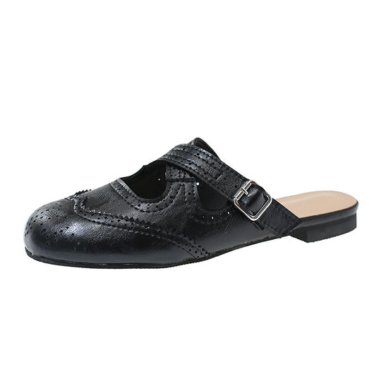 Damen Modische Hausschuhe mit eleganten Schnallen und luftiger Perforation EB