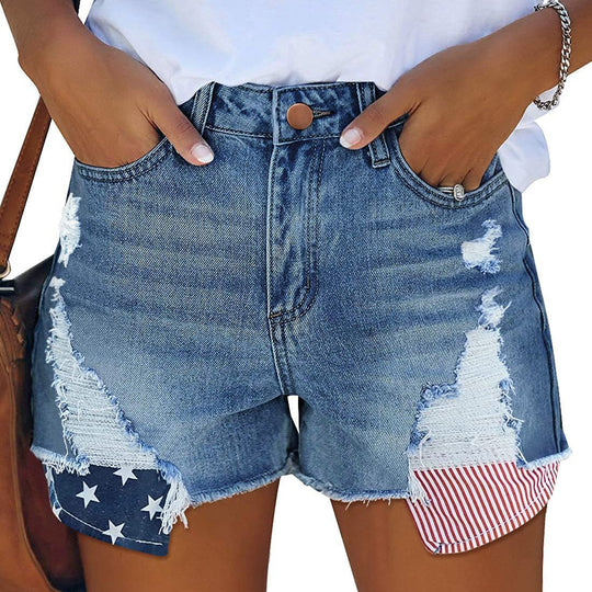Damen Destroyed Denim Shorts EB