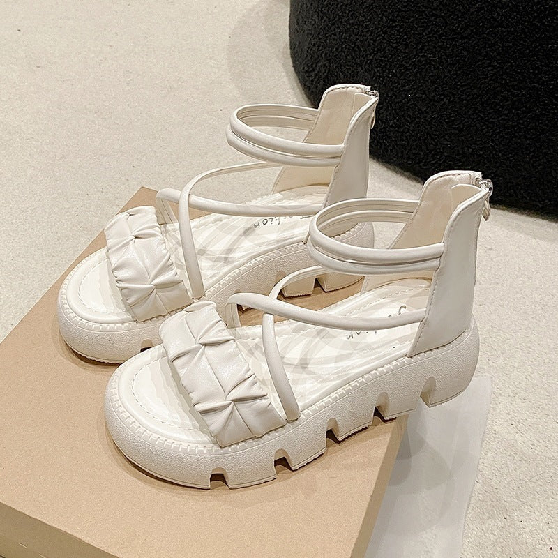 Damen modische Keilsandalen mit raffiniertem Riemendesign EB