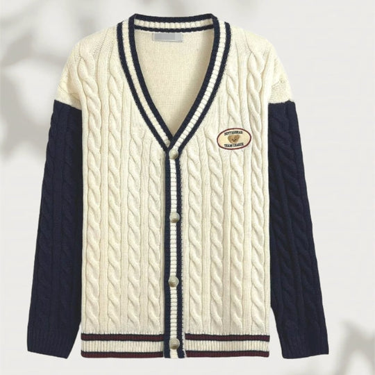 Damen Strickcardigan mit V-Ausschnitt und raffiniertem Muster EB