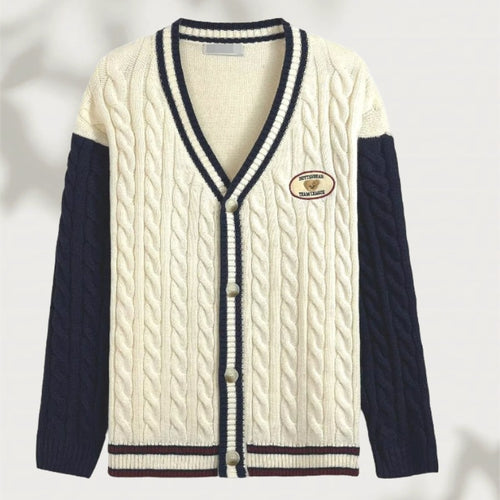 Damen Strickcardigan mit V-Ausschnitt und raffiniertem Muster EB