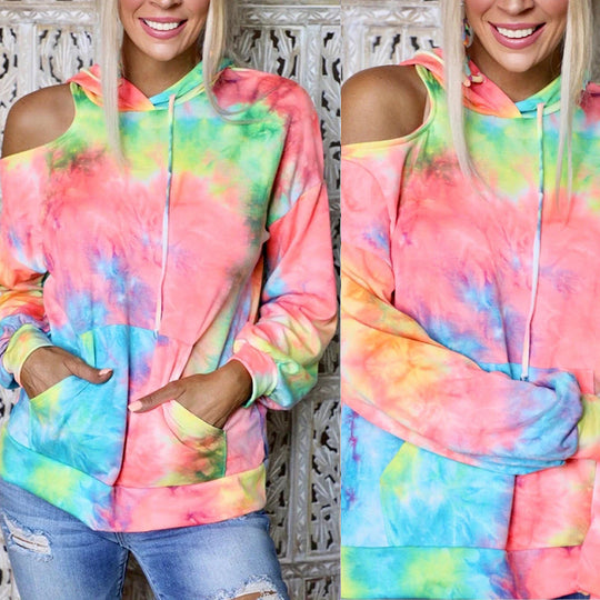 Damen Kapuzenpullover mit ausgeschnittenem Schulterdesign EB