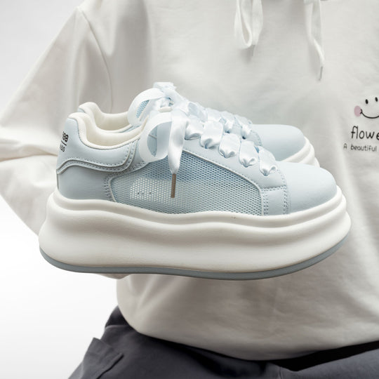 Damen Sportliche Plattform Sneakers mit atmungsaktivem Mesh-Obermaterial und rutschfester Sohle EB