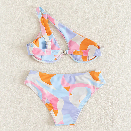 Damen Sportlicher Bunt gemusterter Bikini EB