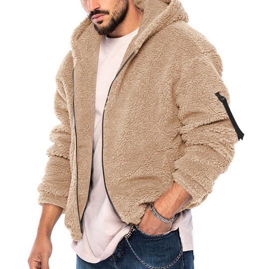 Herren Fleecejacke mit weichem Innenfutter und Kapuze EB