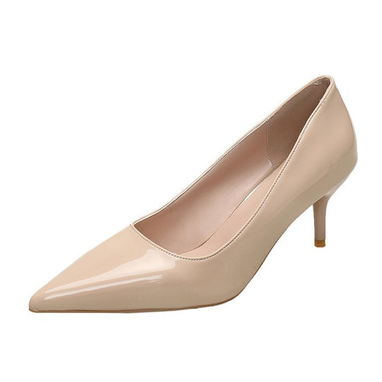 Damen Spitze High Heels mit glänzender Lackoberfläche EB