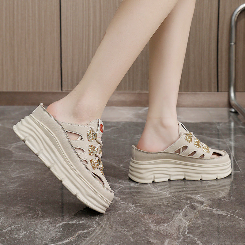 Damen Chunky Slip-On Sneakers mit funkelnden Akzenten und bequemer Dämpfung EB