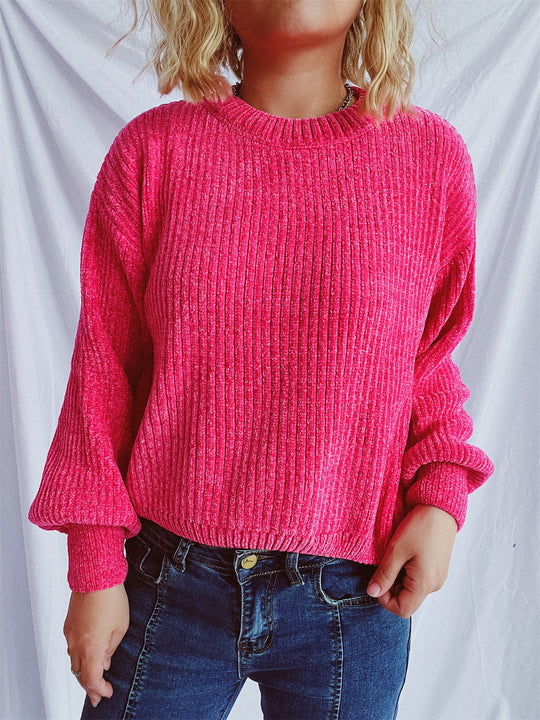 Damen Grobstrickpullover mit weitem Schnitt und strukturiertem Design EB