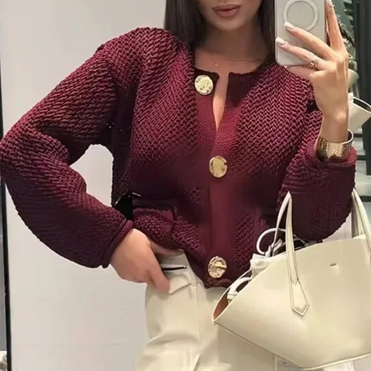 Damen Strickjacke mit dekorativen Knöpfen EB