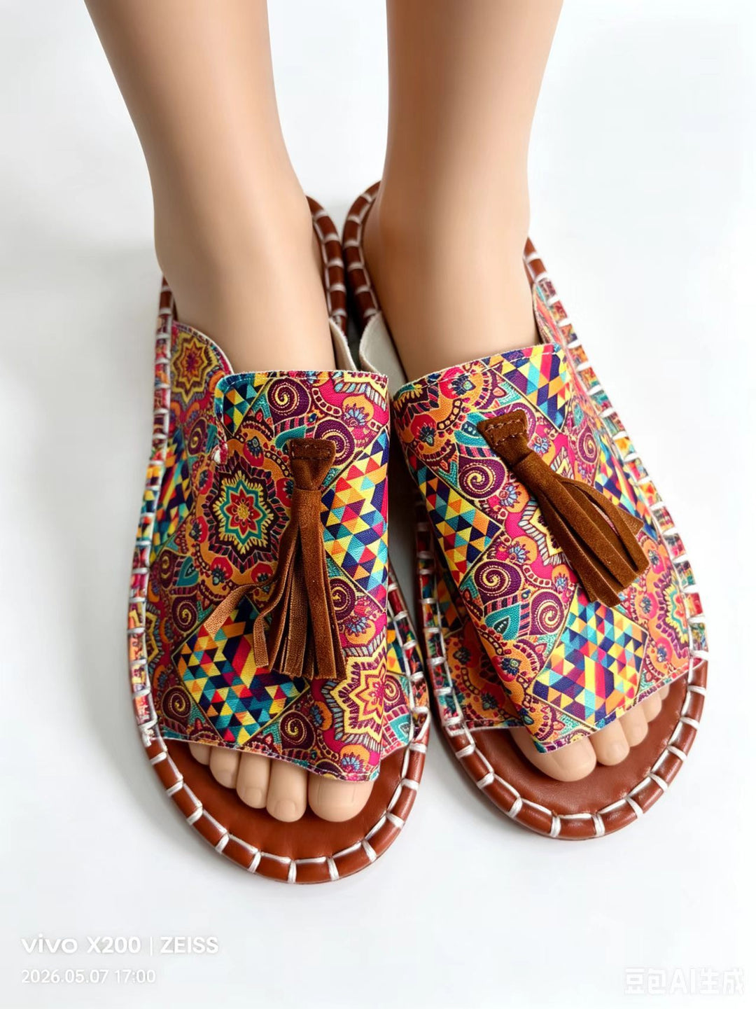 Damen Modische Clogs mit folkloristischem Muster EB
