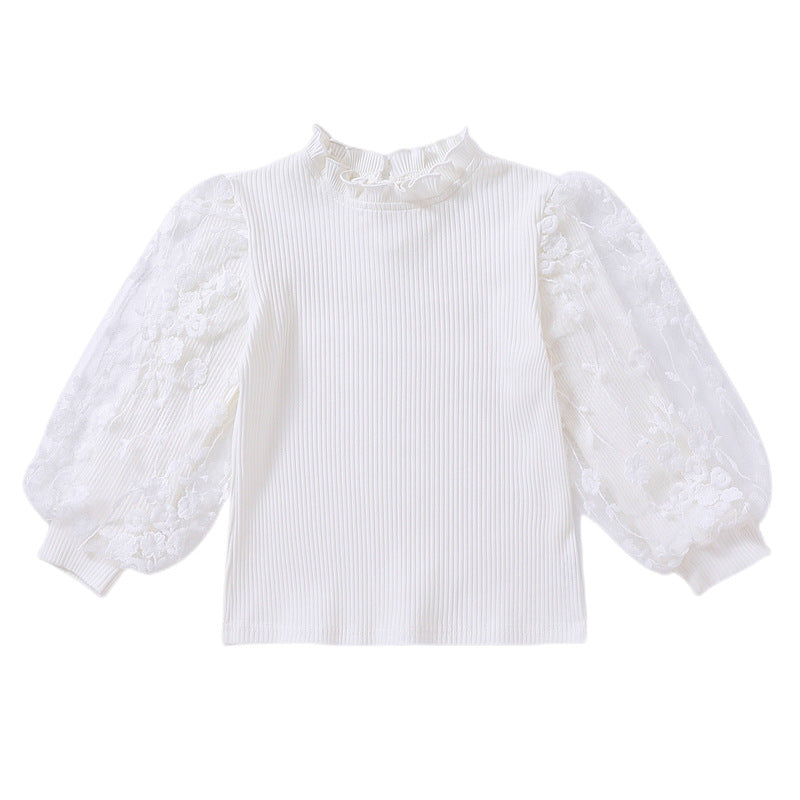 Mädchen Sweatshirt mit floralen Stickermonturen und Rüschen EB