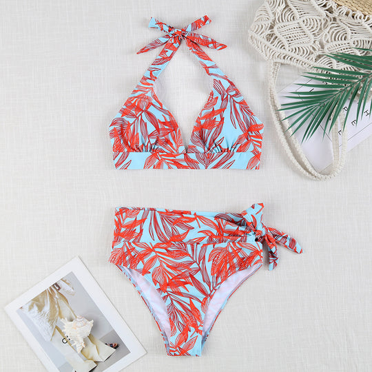 Damen Bikini-Set mit verspieltem Haltertop und hochgeschnittenem Höschen EB