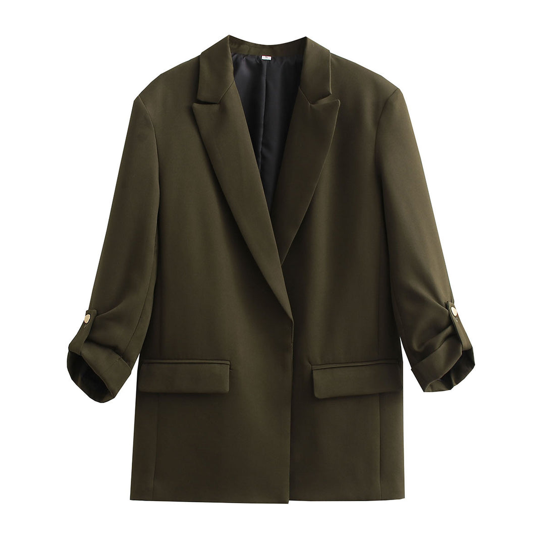 Damen Oversize Longline Blazer mit Dreiviertel-Ärmeln und Reverskragen EB