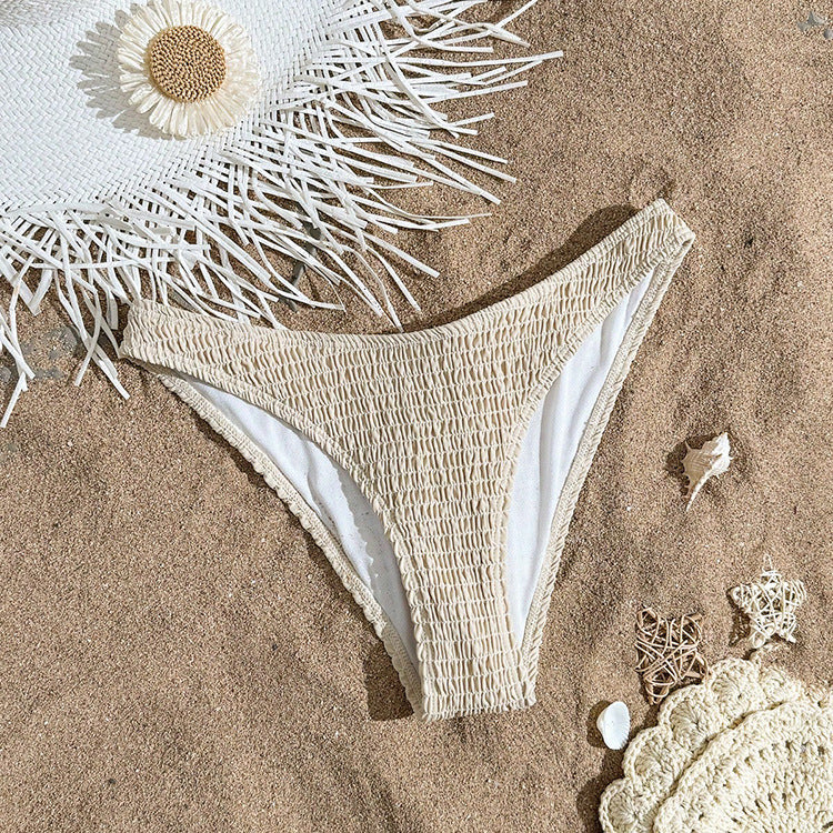 Damen hohes Beinausschnitt Bikini-Unterteil mit Raffung EB