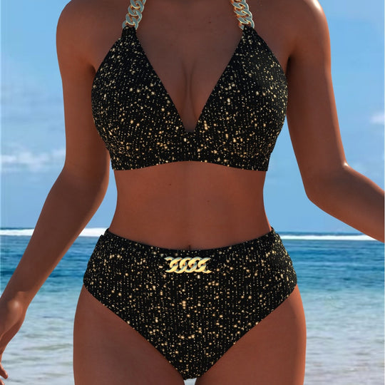 Damen Bikini mit luxuriösem Marmormuster und edlen Details EB