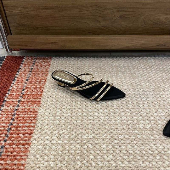 Damen schicke Mules mit eleganten Riemchen EB