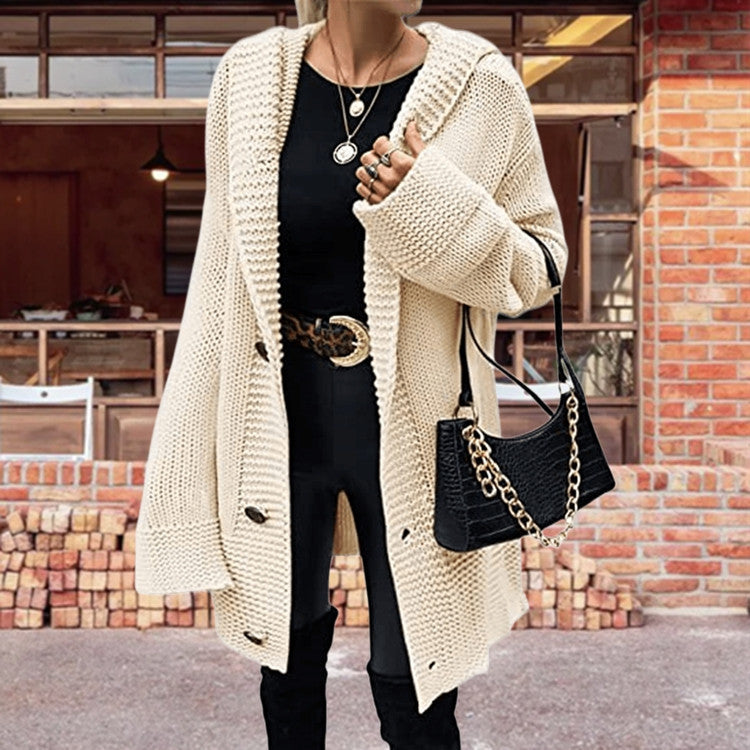 Damen Grober Strickcardigan mit weitem Schnitt und tiefen Taschen EB
