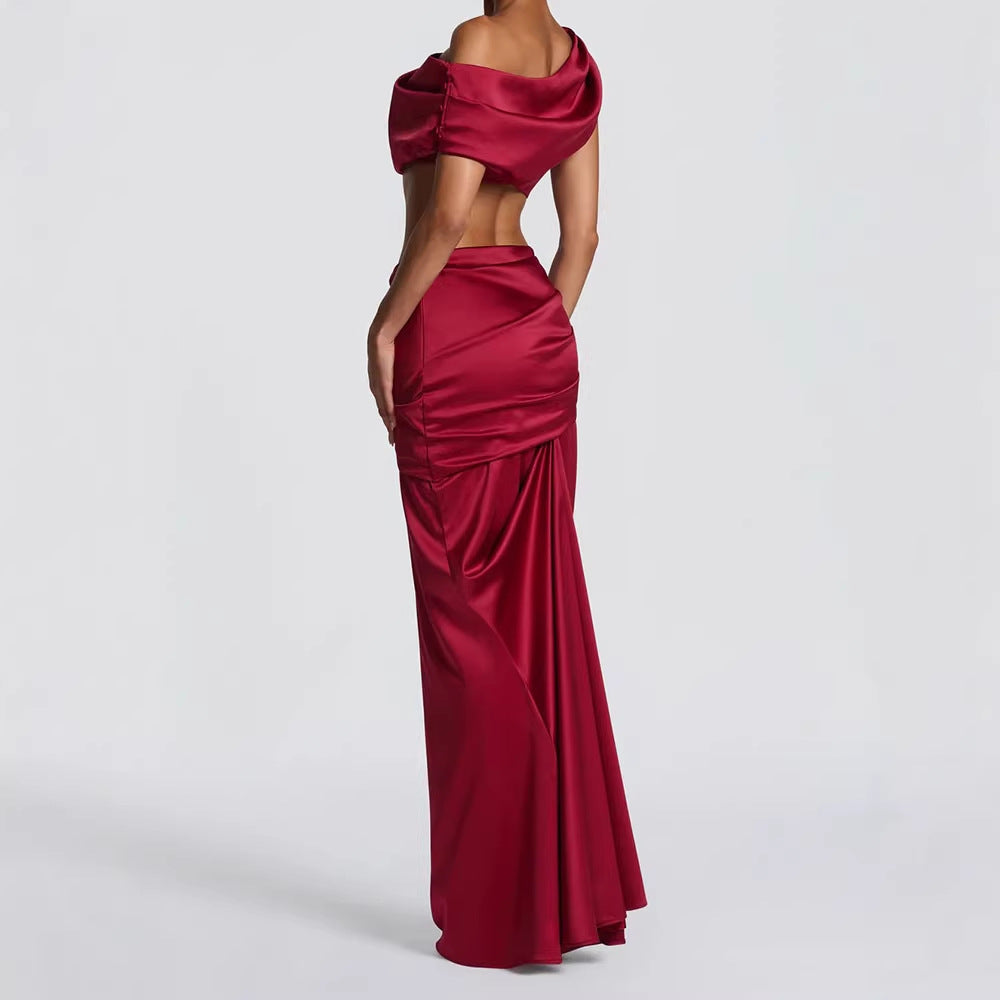 Damen Elegantes One-Shoulder Abendkleid EB