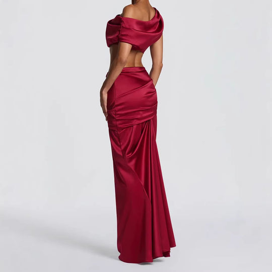 Damen Elegantes One-Shoulder Abendkleid EB