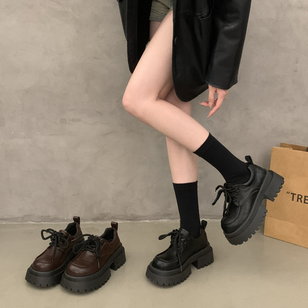 Damen Modische Chunky Sneakers mit rutschfester Sohle und breiten Schnürsenkeln EB