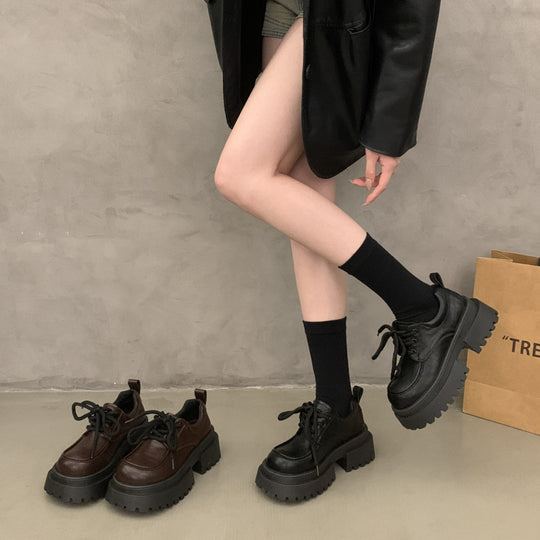 Damen Modische Chunky Sneakers mit rutschfester Sohle und breiten Schnürsenkeln EB
