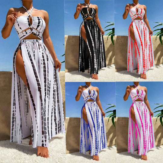 Damen Bikini-Set mit elegantem Maxirock und femininem Oberteil EB