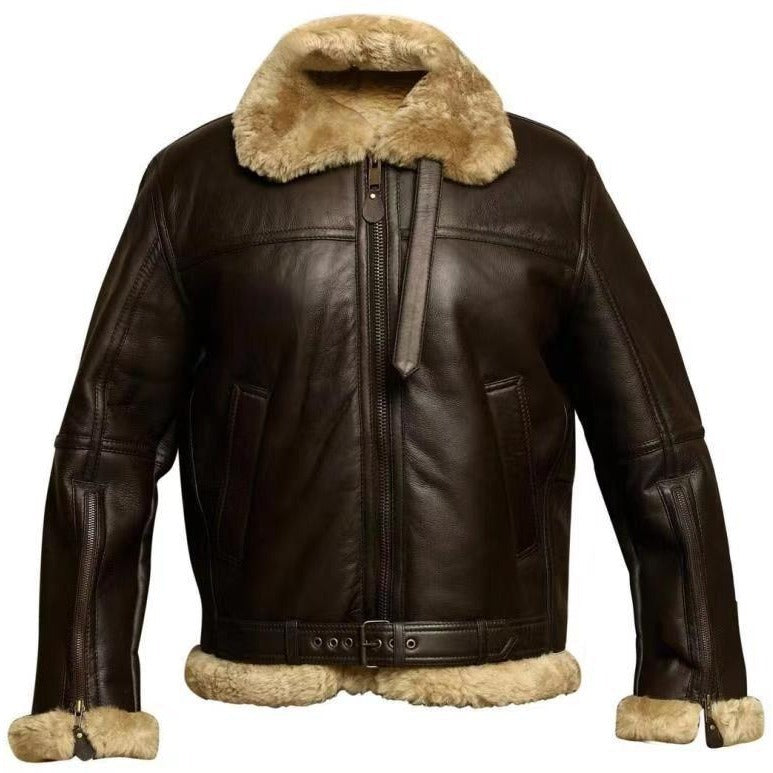 Herren Lammlederjacke mit weichem Teddyfutter EB