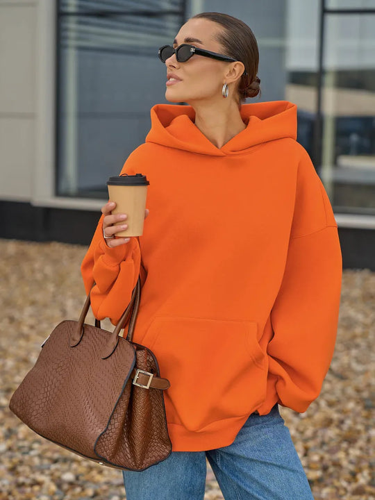 Damen Oversized Kapuzenpullover mit extra weitem Schnitt und Kängurutasche EB