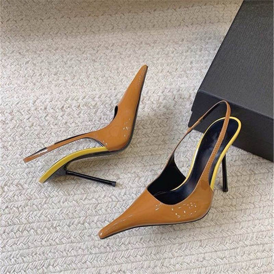Damen elegante spitze Slingbacks mit transparentem Design EB