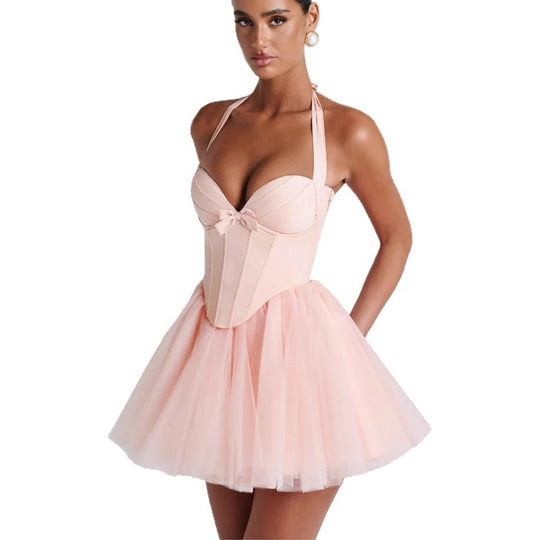Damen Cocktailkleid mit korbartigem Oberteil und schwingendem Tüllrock EB